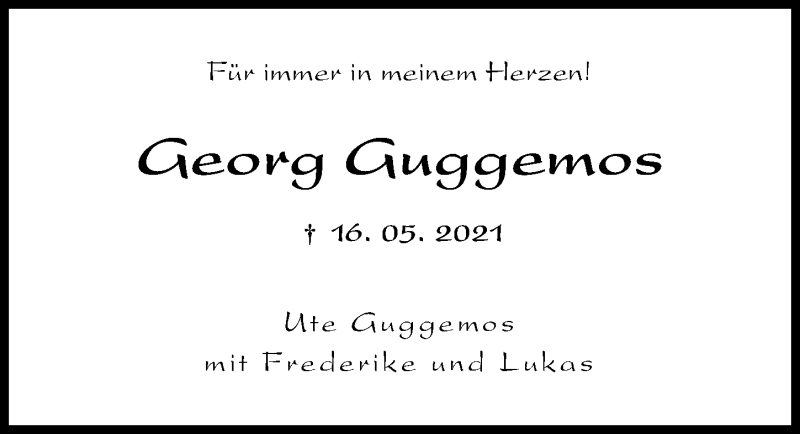 Traueranzeige von Georg Guggemos von Augsburger Allgemeine