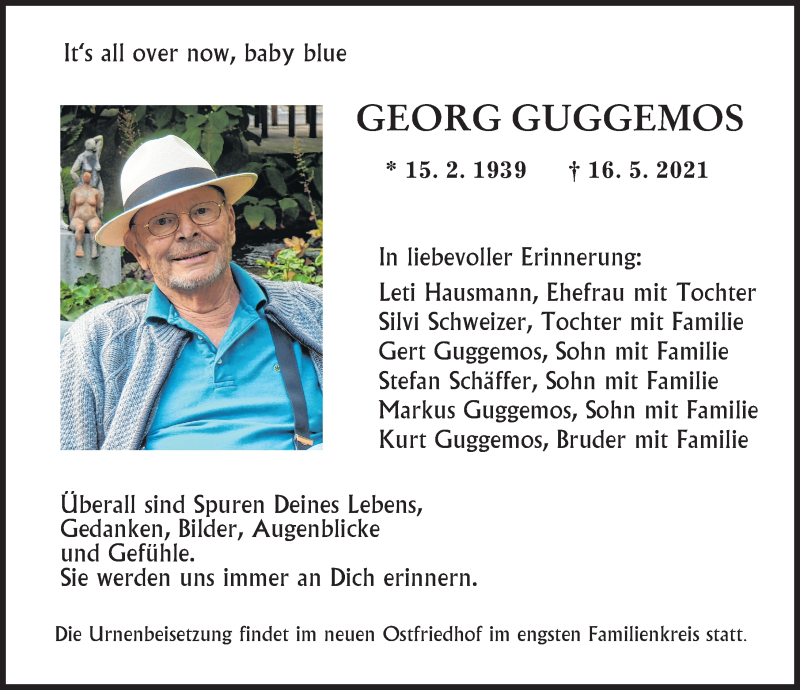 Traueranzeige von Georg Guggemos von Augsburger Allgemeine