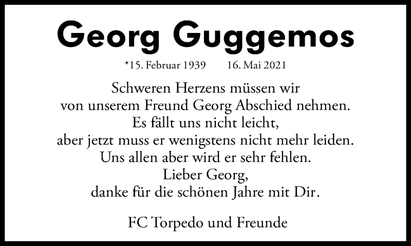 Traueranzeige von Georg Guggemos von Augsburger Allgemeine