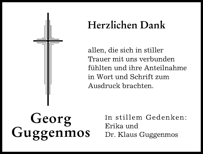 Traueranzeige von Georg Guggenmos von Augsburger Allgemeine