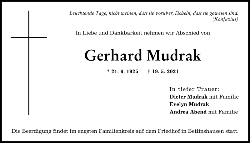 Traueranzeige von Gerhard Mudrak von Illertisser Zeitung