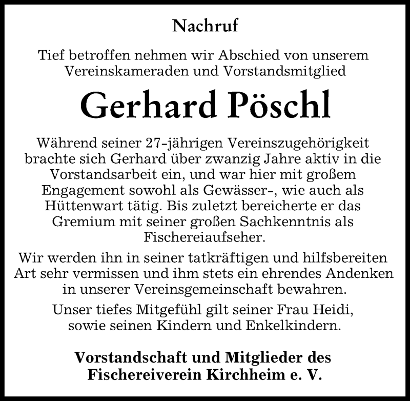  Traueranzeige für Gerhard Pöschl vom 24.08.2021 aus Mindelheimer Zeitung