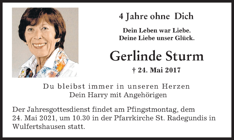 Traueranzeige von Gerlinde Sturm von Friedberger Allgemeine