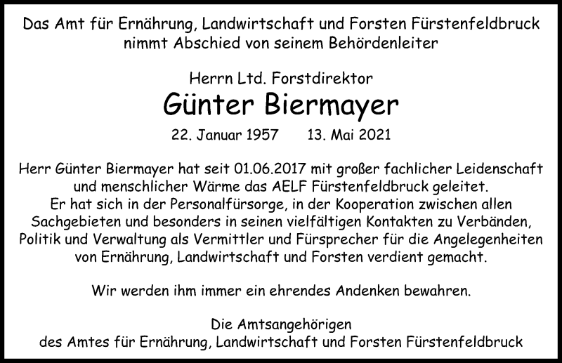 Traueranzeige von Günter Biermayer von Landsberger Tagblatt, Friedberger Allgemeine