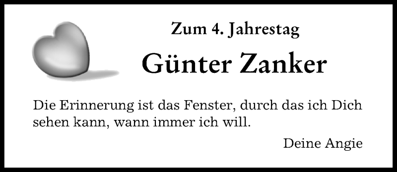 Traueranzeige von Günter Zanker von Augsburger Allgemeine