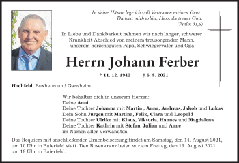 Traueranzeigen Von Johann Ferber | Augsburger Allgemeine Zeitung