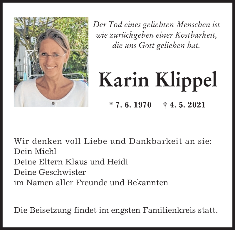 Traueranzeige von Karin Klippel von Augsburger Allgemeine