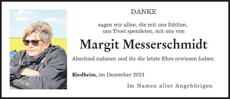 Traueranzeige von Margit Messerschmidt von Günzburger Zeitung