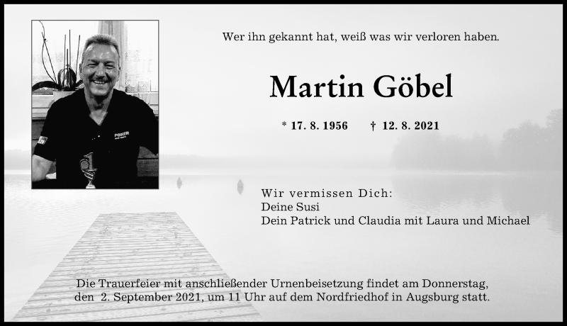 Traueranzeige von Martin Göbel von Augsburger Allgemeine