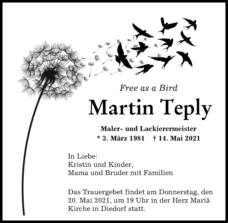 Traueranzeige von Martin Teply von Augsburger Allgemeine