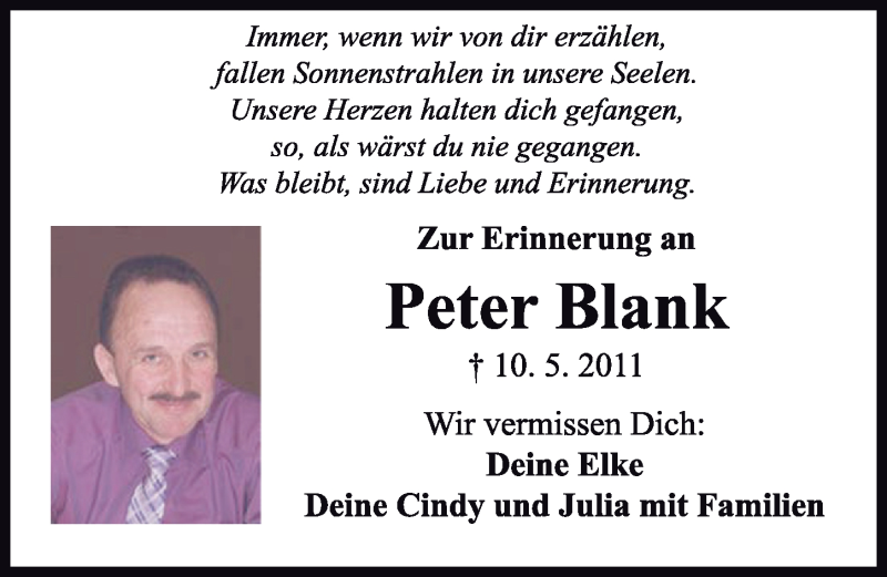 Traueranzeige von Peter Blank von Rieser Nachrichten