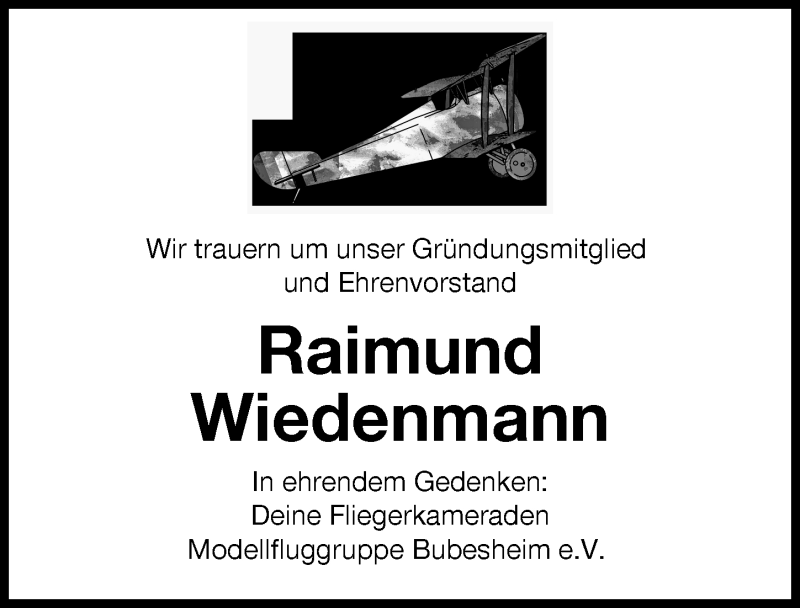 Traueranzeige von Raimund Wiedenmann von Günzburger Zeitung