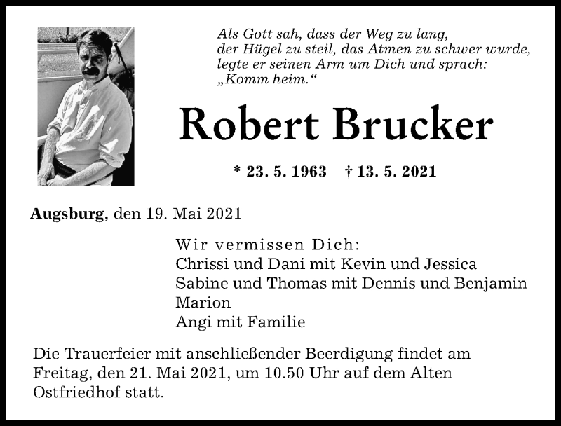 Traueranzeige von Robert Brucker von Augsburger Allgemeine