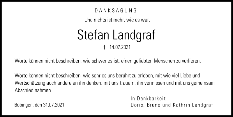 Traueranzeige von Stefan Landgraf von Augsburger Allgemeine