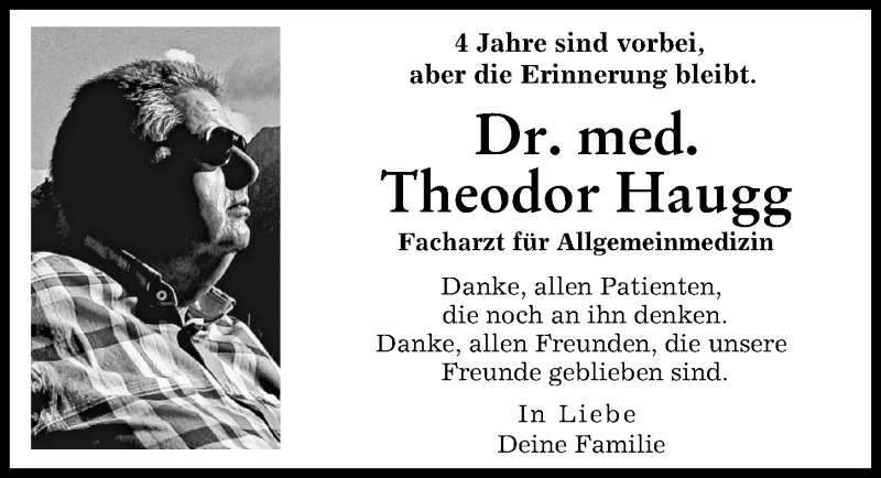 Traueranzeige von Theodor Haugg von Augsburger Allgemeine