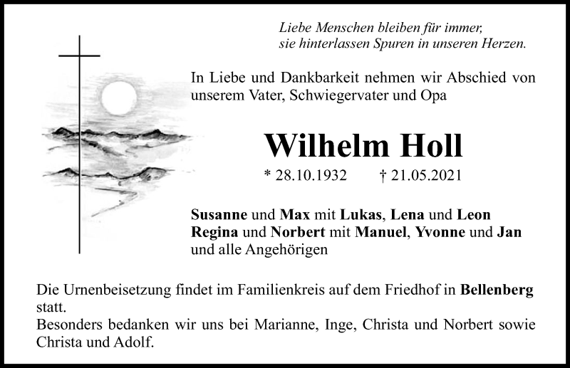 Traueranzeige von Wilhelm Holl von Illertisser Zeitung