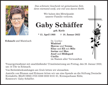 Traueranzeigen von Gaby Schäffer | Augsburger Allgemeine Zeitung