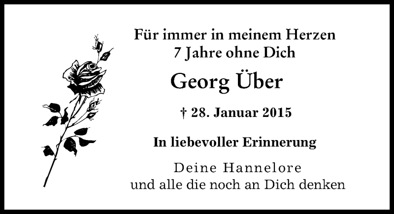  Traueranzeige für Georg Über vom 28.01.2022 aus Augsburger Allgemeine