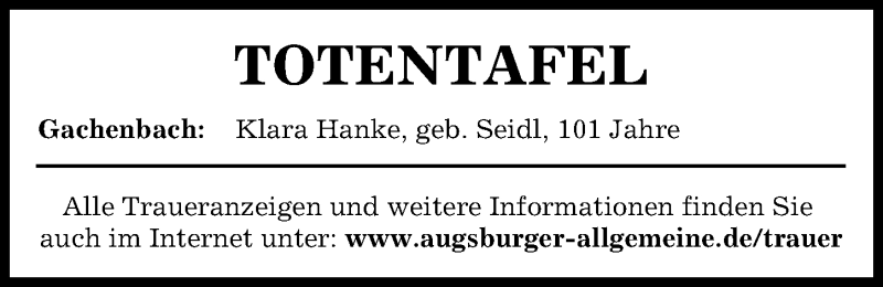 Traueranzeige von Totentafel vom 31.12.2021 von Aichacher Nachrichten