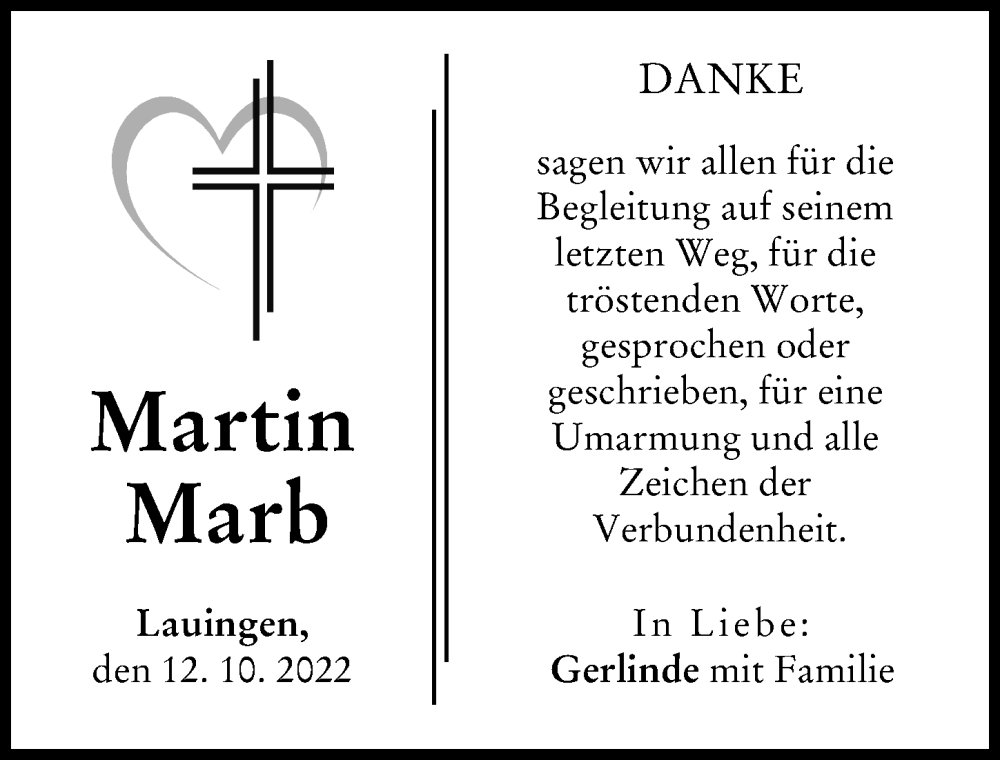  Traueranzeige für Martin Marb vom 12.10.2022 aus Donau Zeitung