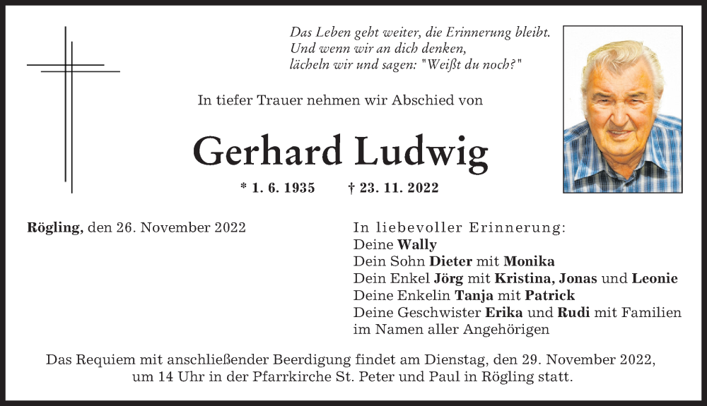 Traueranzeige von Gerhard Ludwig von Donauwörther Zeitung