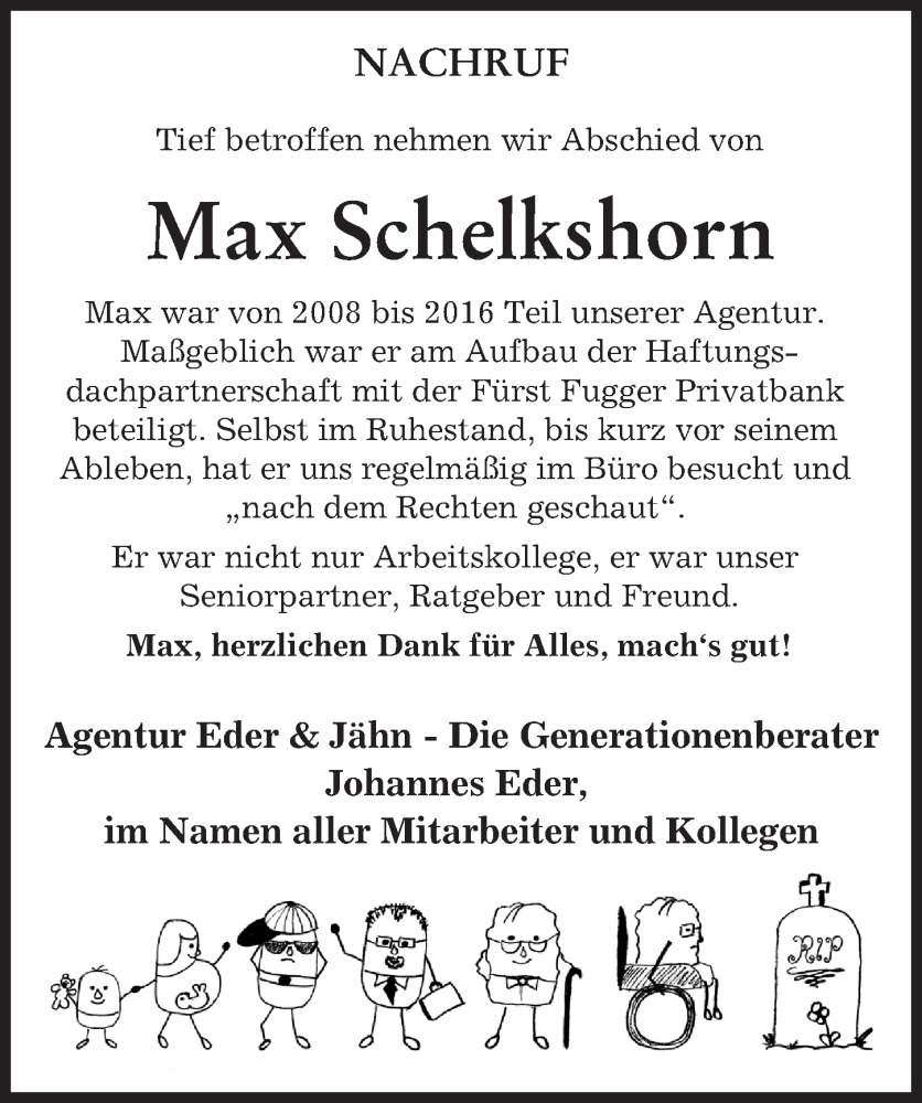 Traueranzeige von Max Schelkshorn von Mindelheimer Zeitung
