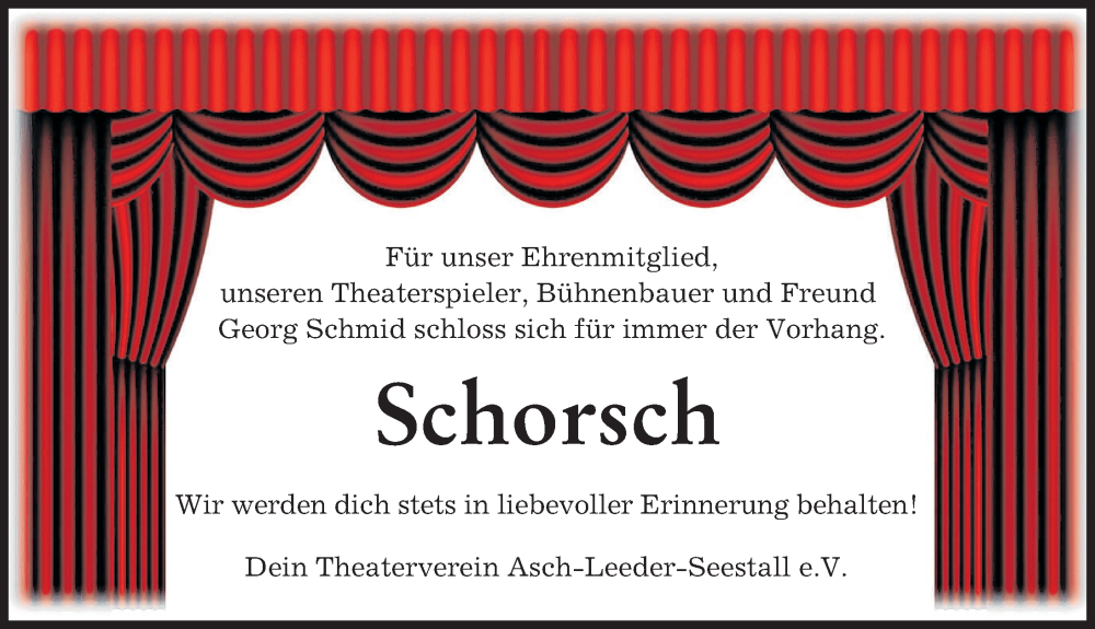  Traueranzeige für Schorsch  vom 26.11.2022 aus Landsberger Tagblatt