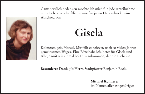 Traueranzeigen Von Gisela Augsburger Allgemeine Zeitung