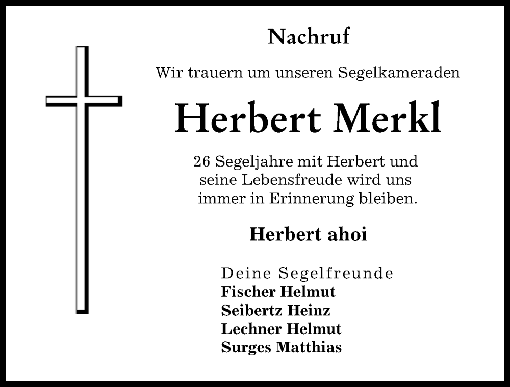  Traueranzeige für Herbert Merkl vom 03.12.2022 aus Friedberger Allgemeine