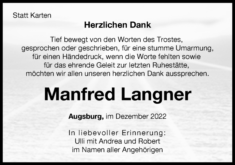 Traueranzeige von Manfred Langner von Augsburger Allgemeine