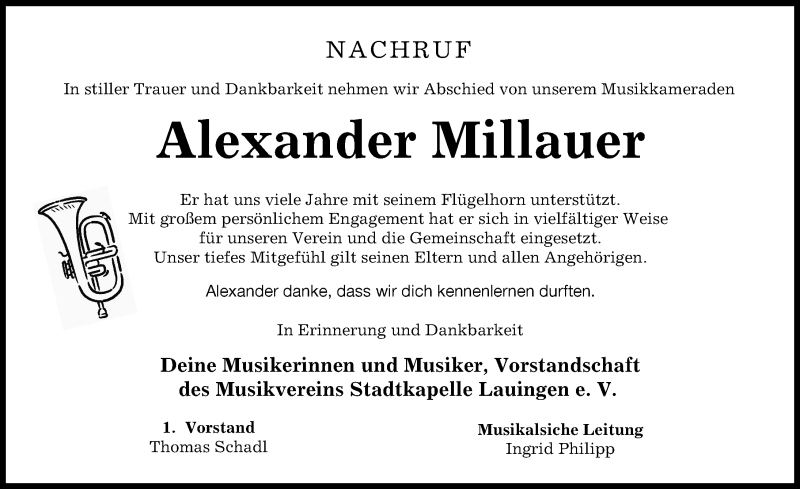  Traueranzeige für Alexander Millauer vom 24.02.2022 aus Donau Zeitung