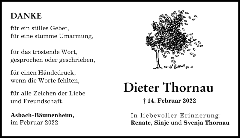  Traueranzeige für Dieter Thornau vom 28.02.2022 aus Donauwörther Zeitung