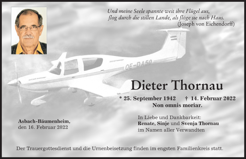 Traueranzeige für Dieter Thornau vom 16.02.2022 aus Donauwörther Zeitung