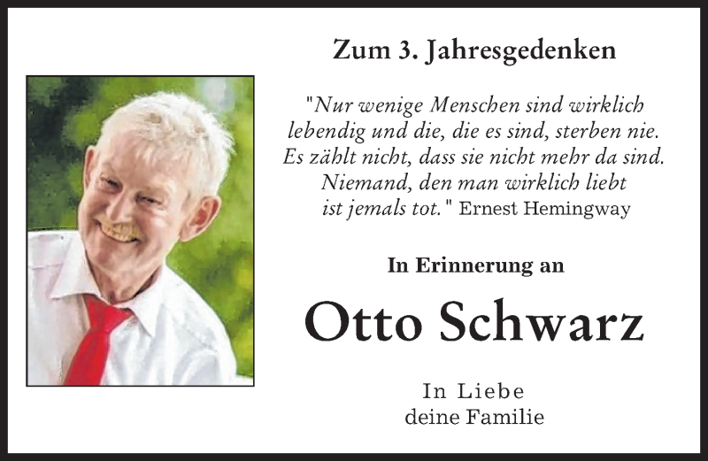  Traueranzeige für Otto Schwarz vom 07.02.2022 aus Donauwörther Zeitung