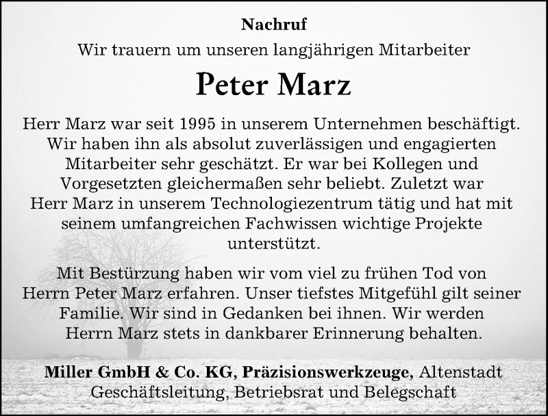 Traueranzeige von Peter Marz von Illertisser Zeitung