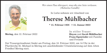 traueranzeigen von therese mühlbacher augsburger allgemeine zeitung