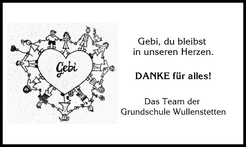  Traueranzeige für Gebi  vom 17.03.2022 aus Neu-Ulmer Zeitung