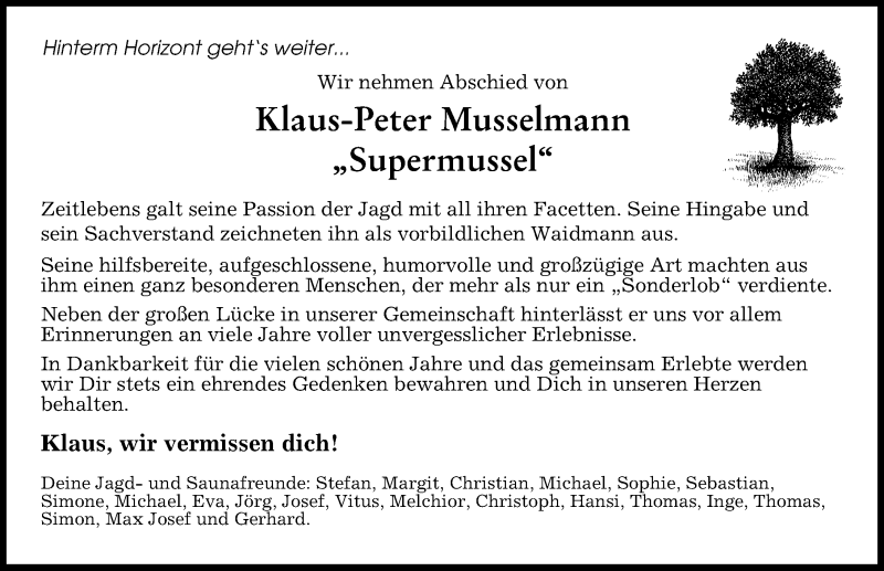 Traueranzeige von Klaus-Peter Musselmann von Donau Zeitung