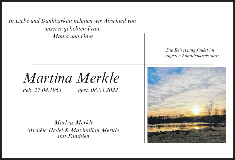  Traueranzeige für Martina Merkle vom 11.03.2022 aus Illertisser Zeitung