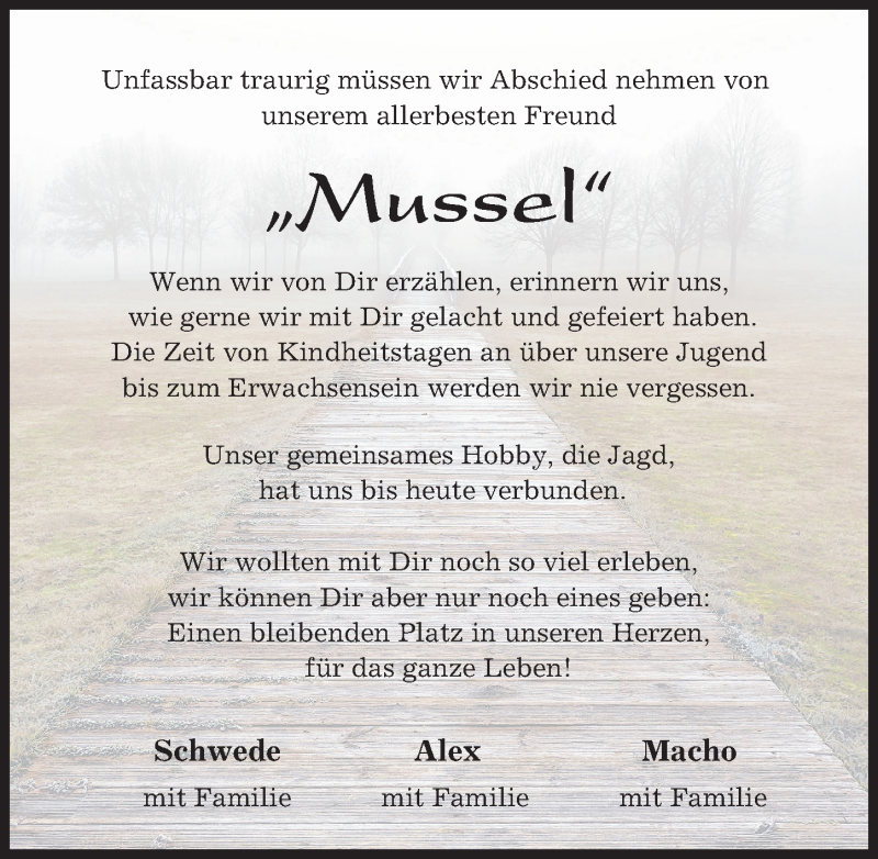 Traueranzeige von Mussel  von Donau Zeitung