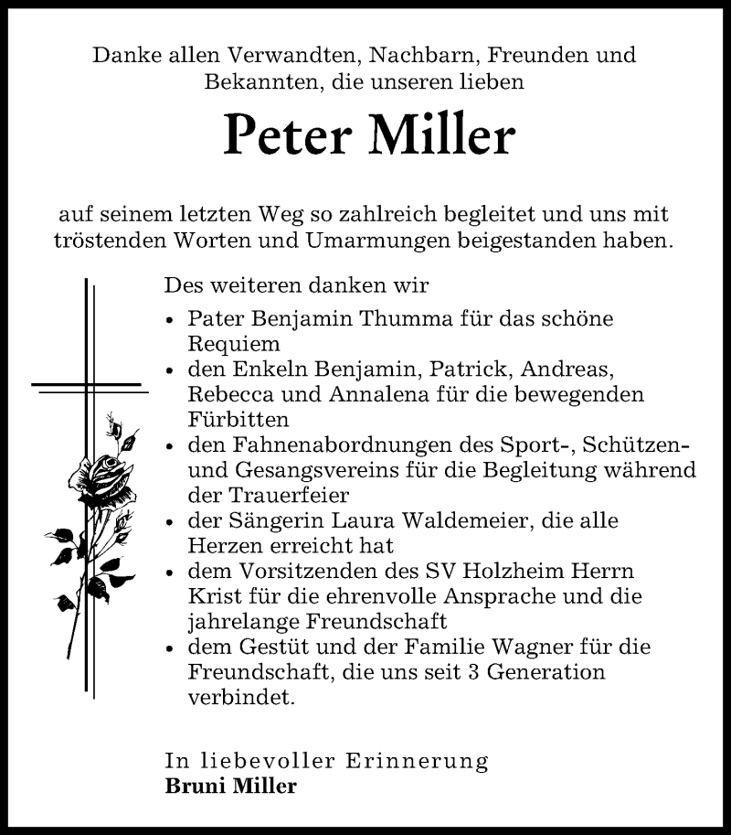 Traueranzeige von Peter Miller von Donau Zeitung