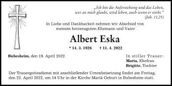 Traueranzeige von Albert Eska von Günzburger Zeitung