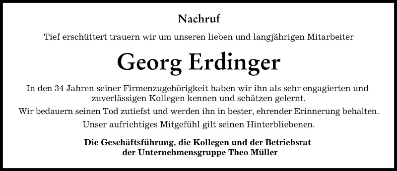  Traueranzeige für Georg Erdinger vom 04.04.2022 aus Schwabmünchner Allgemeine