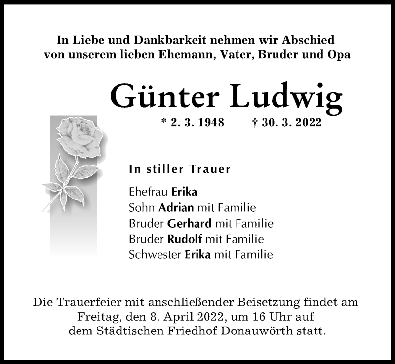 Traueranzeige von Günter Ludwig von Donauwörther Zeitung