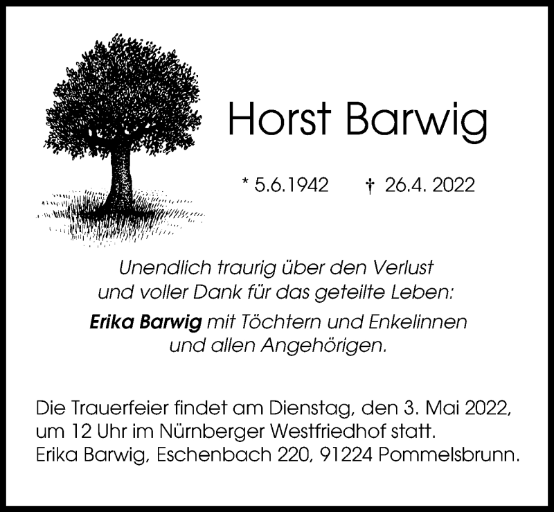  Traueranzeige für Horst Barwig vom 30.04.2022 aus Illertisser Zeitung