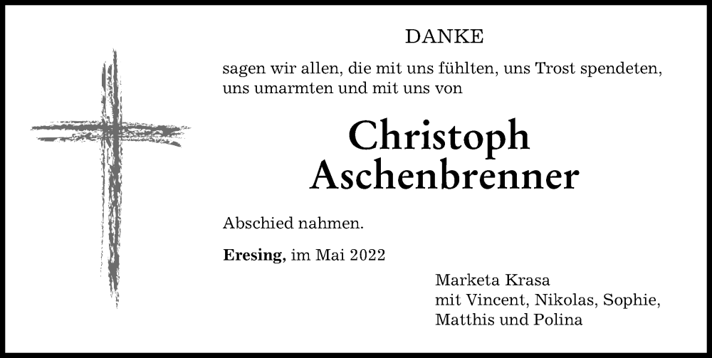 Traueranzeige von Christoph Aschenbrenner von Landsberger Tagblatt
