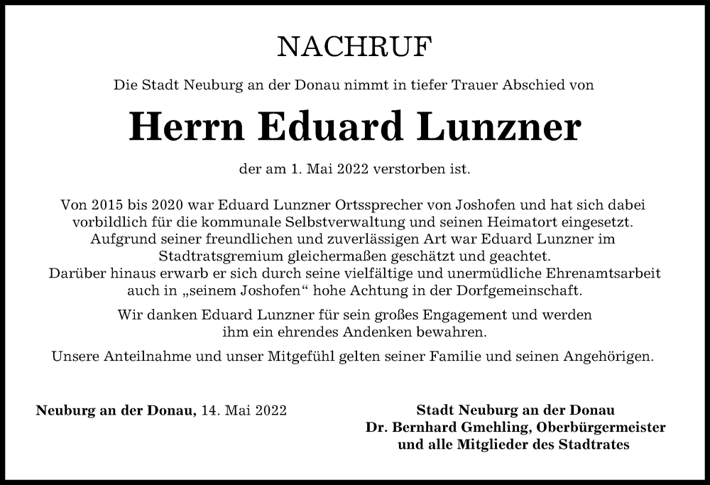 Traueranzeigen aus neuburger-rundschau | Augsburger Allgemeine Zeitung
