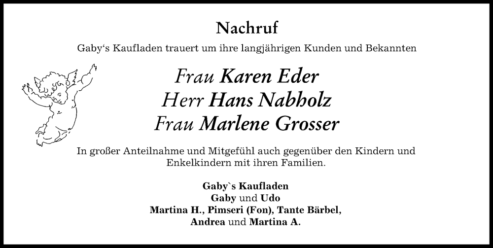  Traueranzeige für Hans Nabholz vom 13.05.2022 aus Ammersee Kurier