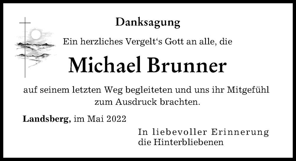 Traueranzeige von Michael Brunner von Landsberger Tagblatt