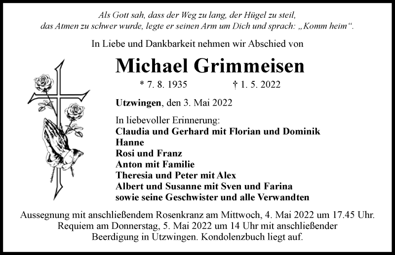 Traueranzeige von Michael Grimmeisen von Rieser Nachrichten